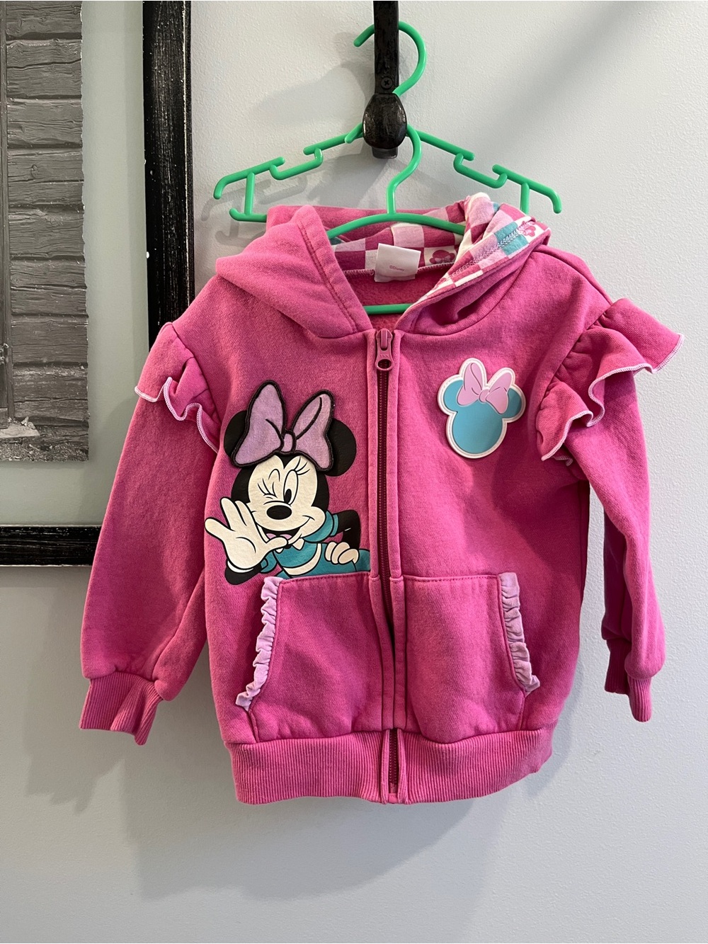 Disney Girls Pink Minnie Mouse Hooded Zip Sweatshirt